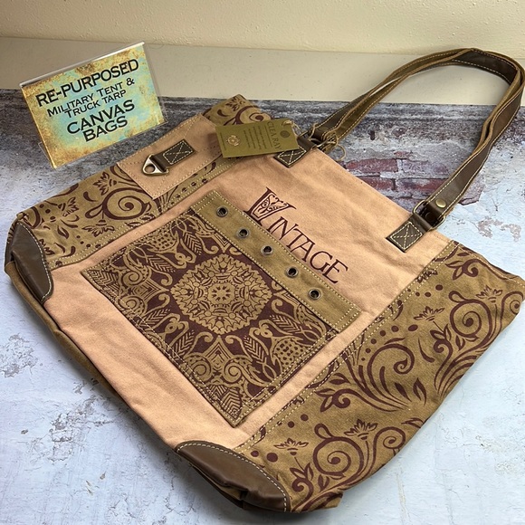 Clea Ray Bags Clea Ray Repurposed Canvas Shoulder Tote Bag Vintage